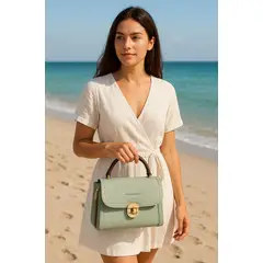 BUZIOS - CARTERA CROSSBODY MORRAL BOLSO TOTE VERDE CEMENTO