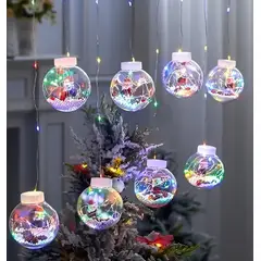 GENERICO - Cortina de Luces Navideñas LED Guirnalda Esferas Multicolor