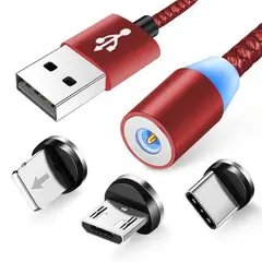 GENERICO - Cable imantado magnético 360° 3 en 1 Micro USB, Tipo C y Lightning
