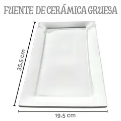 GENERICO - Fuente Azafate Plato Grande Rectangular de Cerámica Blanco 35x29cm