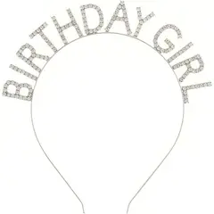 GENERICO - Vincha cumpleañera Birthday Girl plateada