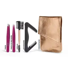 CYZONE - Set estuche 2 pinzas cepillos peine razurador cejas