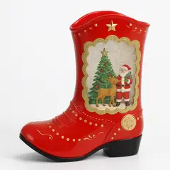 GENERICO - Bota Navideña Decorativa de Cerámica con Diseño Festivo