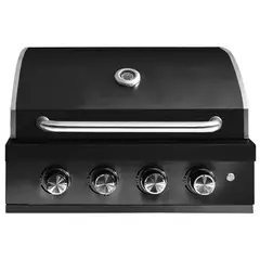 HIGRILL - Parrilla A Gas 4 Quemadores con Tapa para Empotrar de Acero Inox Negro