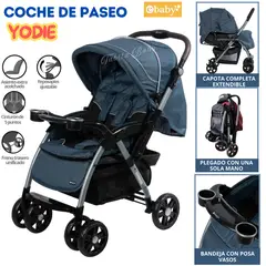 EBABY - Coche Cuna Extra Acolchado con portavasos Yodie Azul