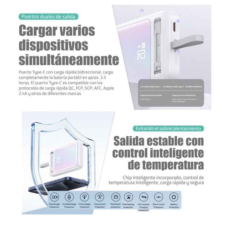 Power Bank Magsafe USB-C 10,000mAh PD20W Para iPhone 17, 16