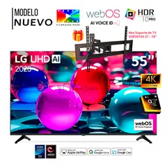 ADELGAZUL - Televisor Lg 55" Pulg Ultra HD 4K AI ThinQ 55UA7300PSB Modelo 2025 + RACK NEX