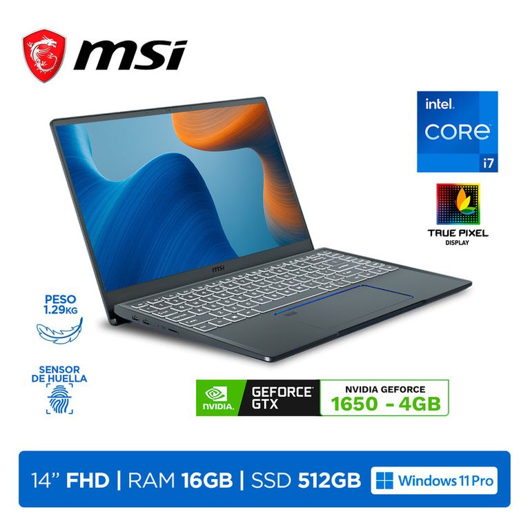 Laptop Prestige 14 A10SC Creator i7-10710U 16GB 512GB Video 4GB GTX 1650 14 FHD Win11ProWhite