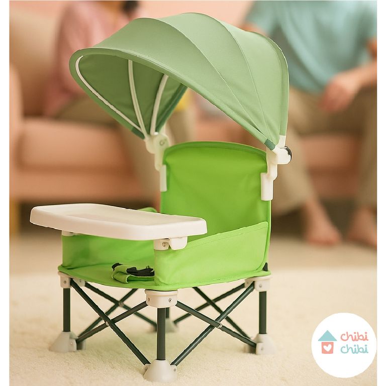 Silla de comer portátil con tapasol - verde