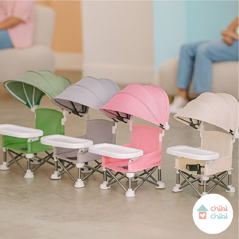 Silla de comer portátil con tapasol - rosa