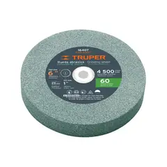 TRUPER - Piedra afilador carburo silicio 6"x25mm, para esmeril, grano 60