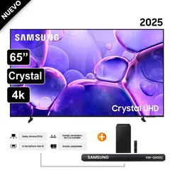 SAMSUNG - Televisor Smart TV 65Crystal UHD 4K UN65U8000FGXPE Nuevo 2025 + Soundbar HW-Q600C