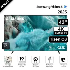 SAMSUNG - Televisor 43" Pulg. QLED Smart UHD 4K Vision Ai QN43Q7FAAGX Modelo 2025