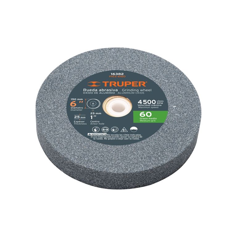 Piedra afilador 6"x25mm, para esmeril, óxido aluminio grano 60
