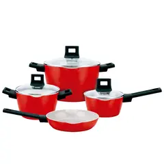 RECORD - Juego de Ollas Nisqa cerámico Rojo 7 Piezas