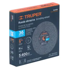 TRUPER - Piedra afilador 5"x19mm para esmeril, óxido aluminio grano 36
