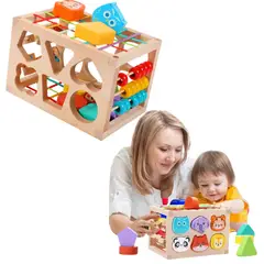 GENERICO - Juguete Cubo de Actividades de Madera 5 en 1