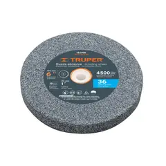 TRUPER - Piedra afilador 6"x19mm para esmeril, óxido aluminio grano 36