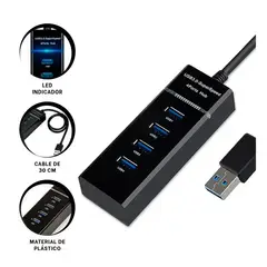 GENERICO - HUB DE PUERTOS USB 3.0 HASTA 5 GBPS DE 4 SALIDAS