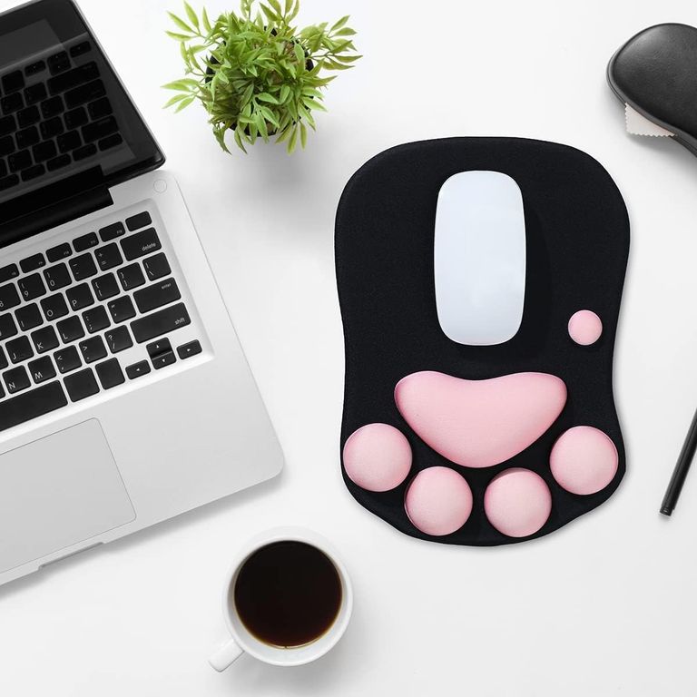 Mouse pad Ergonómico Diseño Patita Huella de Gato - Negro