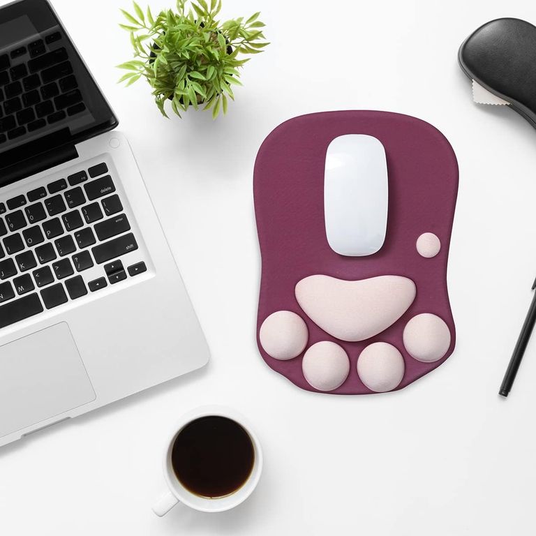 Mouse pad Ergonómico Diseño Patita Huella de Gato - Guinda