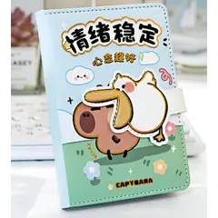 GENERICO - Agenda Diario Capibara Decorada Tapa Cuero PU Celeste