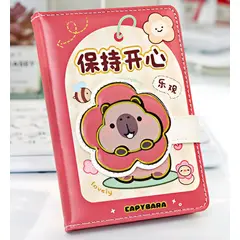 GENERICO - Agenda Diario Capibara Decorada Tapa Cuero PU Rojo