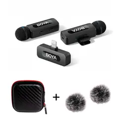 BOYA - BY-V2 Micrófono Lightning +Mini Estuche para Auriculares +Filtro