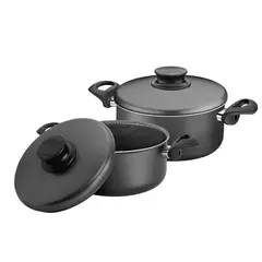 TRAMONTINA - JUEGO DE OLLAS DE ALUMINIO PARÍS NEGRO X 2 PZS 24CM-26CM - 75286026