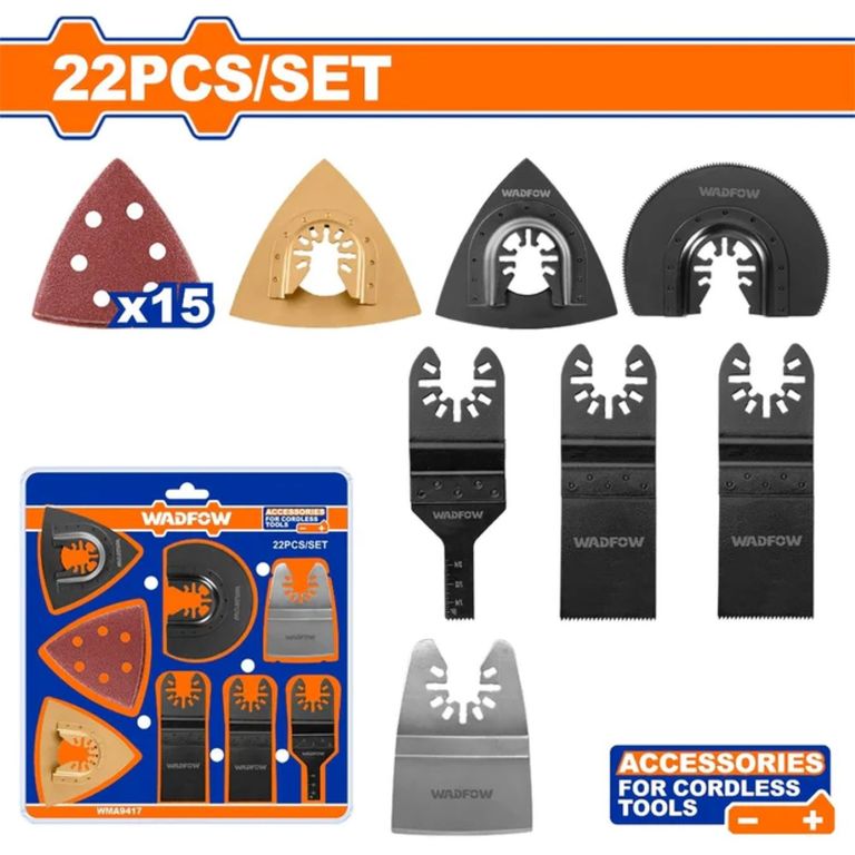 JUEGO DE HOJAS DE 22 PIEZAS PARA ACCESORIOS DE SIERRA MULTIFUNCIÓN WADFOW - WMA9417