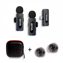 BOYA - BY-V20 Micrófono Inalámbrico USB-C + Estuche+ Filtro Cortaviento