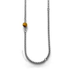 WATTACA - Collar Piedra Ojo de tigre Acero Inoxidable - Cadenas