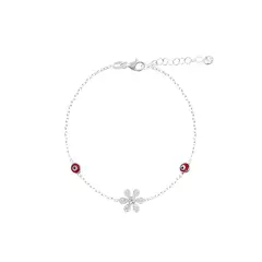 BALIQ - Pulsera Flor Ojos Turcos Plata 925