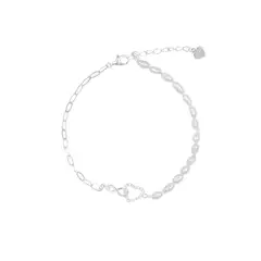 BALIQ - Pulsera Corazón Plata 925 & Perlas