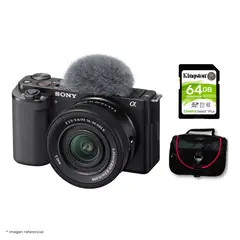 SONY - Cámara ZV-E10 Mirrorless + Lente 16-50mm f35-56 II + Kit Básico de Accesorios