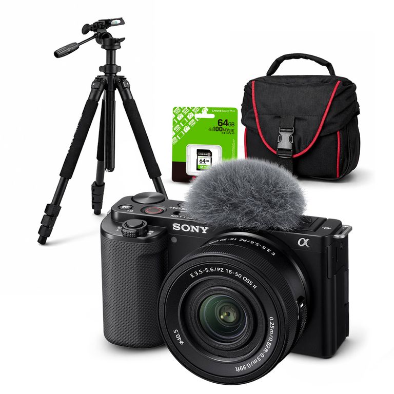 Cámara ZV-E10 Mirrorless + Lente 16-50mm f35-56 II + Kit Deluxe de Accesorios