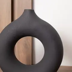 PANORAMA HOGAR - Florero Panadecor Circular Negro 19CM Porcelana