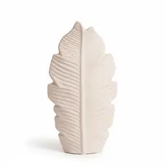 PANORAMA HOGAR - Florero Panadecor Diseño Hoja Blanco 25CM Porcelana