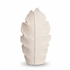 PANORAMA HOGAR - Florero Panadecor Diseño Hoja Blanco 30CM Porcelana