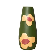 PANORAMA HOGAR - Florero Panadecor Verde con Flores Amarillas 18CM Porcelana