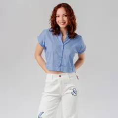 ROXJES JEANS - Blusa Broderie manga corta Mujer Roxjes