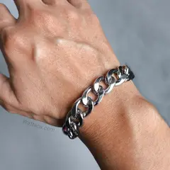 WATTACA - Pulsera Cubana Acero Inoxidable 11mm Ajustable -