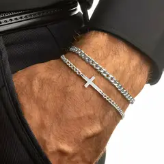 WATTACA - Pack Pulsera Cruz Acero Inoxidable - Ajustable -