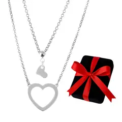 GENERICO - Collar Mujer Doble Corazones Plata 925 Regalo Novia Navidad Cumpleaños