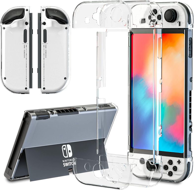 Mica + Funda Case rígido Para Nintendo Switch oled - Transparente