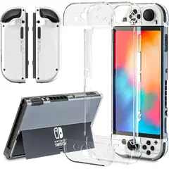 DOBE - Mica + Funda Case rígido Para Nintendo Switch oled - Transparente