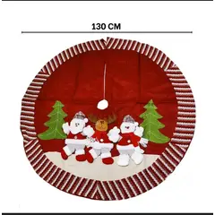 GENERICO - Pisos para arbol navideños de 130cm color 3 muñecos fondo rojo