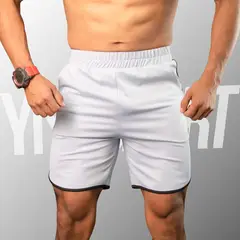 YML SPORT - Short Fitness Hombre - Entrenamiento Blanco -