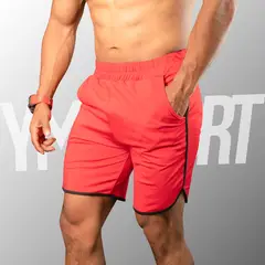 YML SPORT - Short Fitness Hombre - Entrenamiento Rojo -