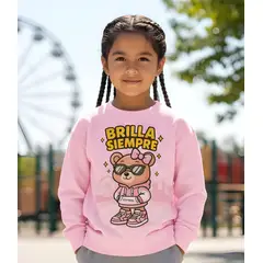 GENERICO - Poleras niña franelado rosado osita hooodie